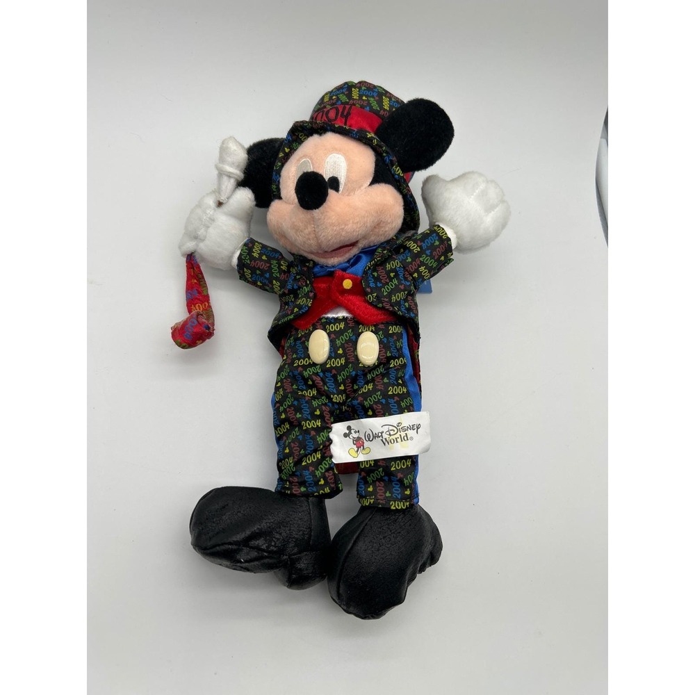 Disney World New Years Eve 2004 Mickey Mouse Plush Bean Bag Tuxedo‎ with Tags